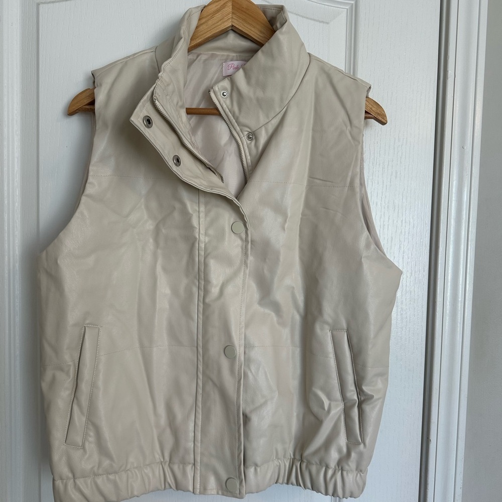 Women's Cream faux leather vest